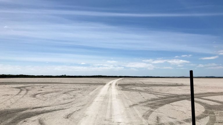 Driving across the southern lake to get to Cockies
